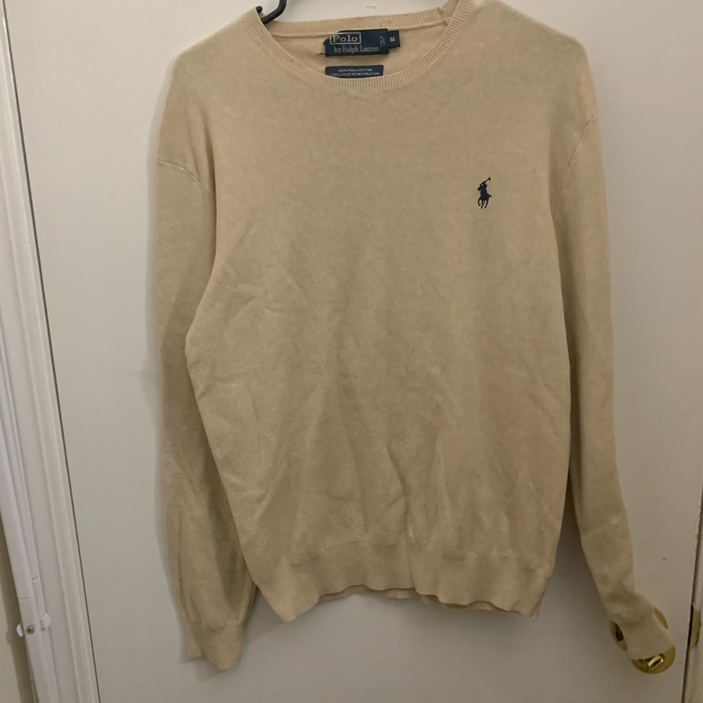 Polo by Ralph Lauren tan cotton crewneck sweater m